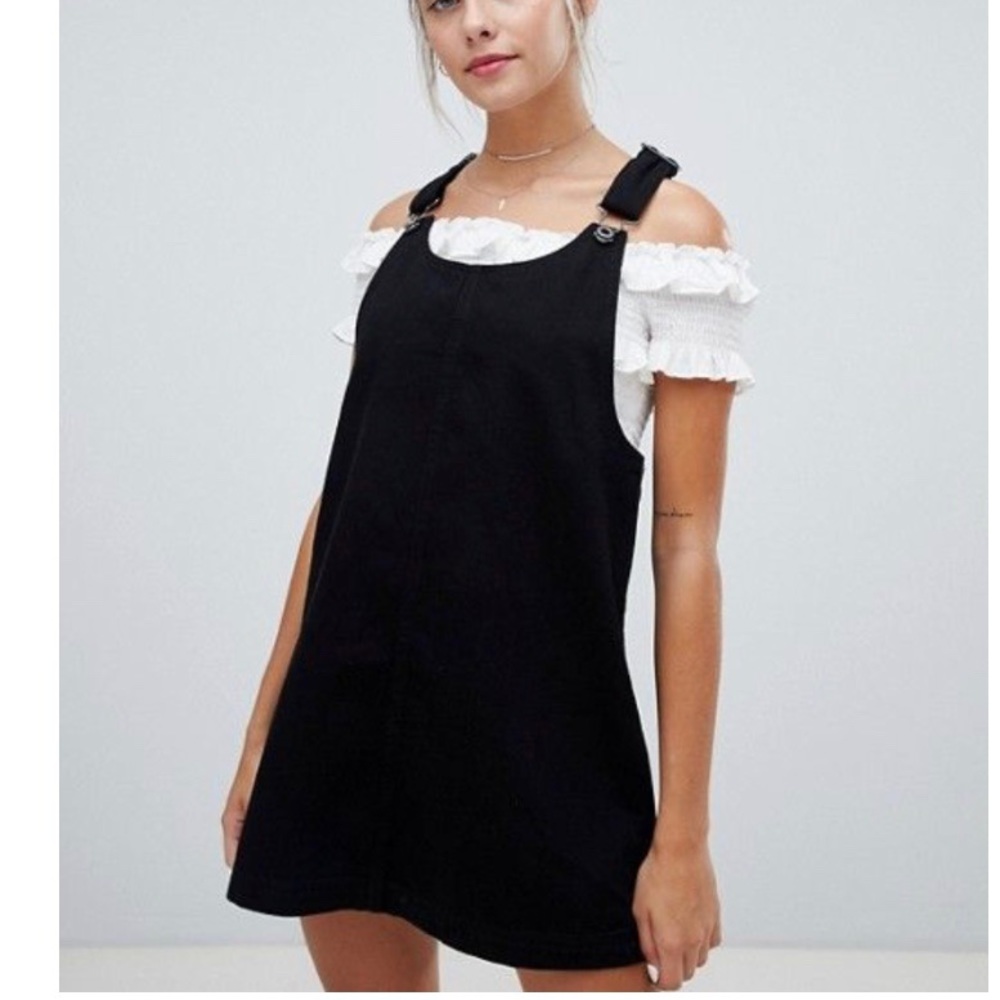 Jack Wills black overall dress denim material